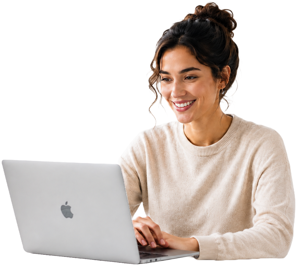 Kundebehandler som jobber med Kigent på laptop